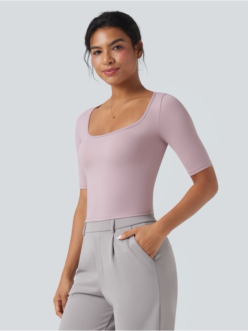 HALARA • SoftlyZero Airy Scoop Neck Short Sleeve Tee NWT